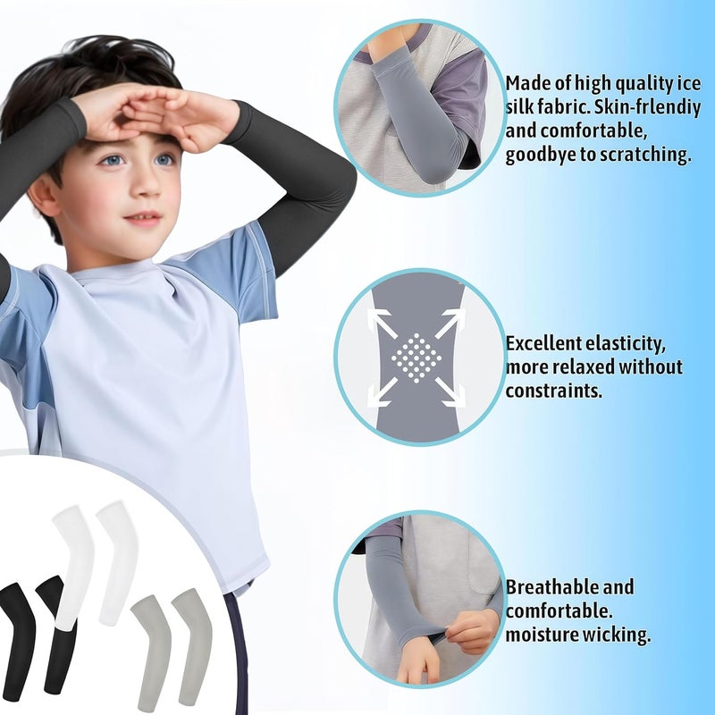 Keeshibao Kids Volleyball Arm Sleeves 3 Pairs, Sports Sleeves UV Sun Protection, Youth Football Sleeves for Boys Girls - Image 3